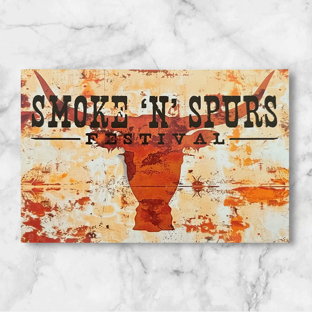 Smoke ‘N’ Spurs Decal Western Bull Print (rectangle)