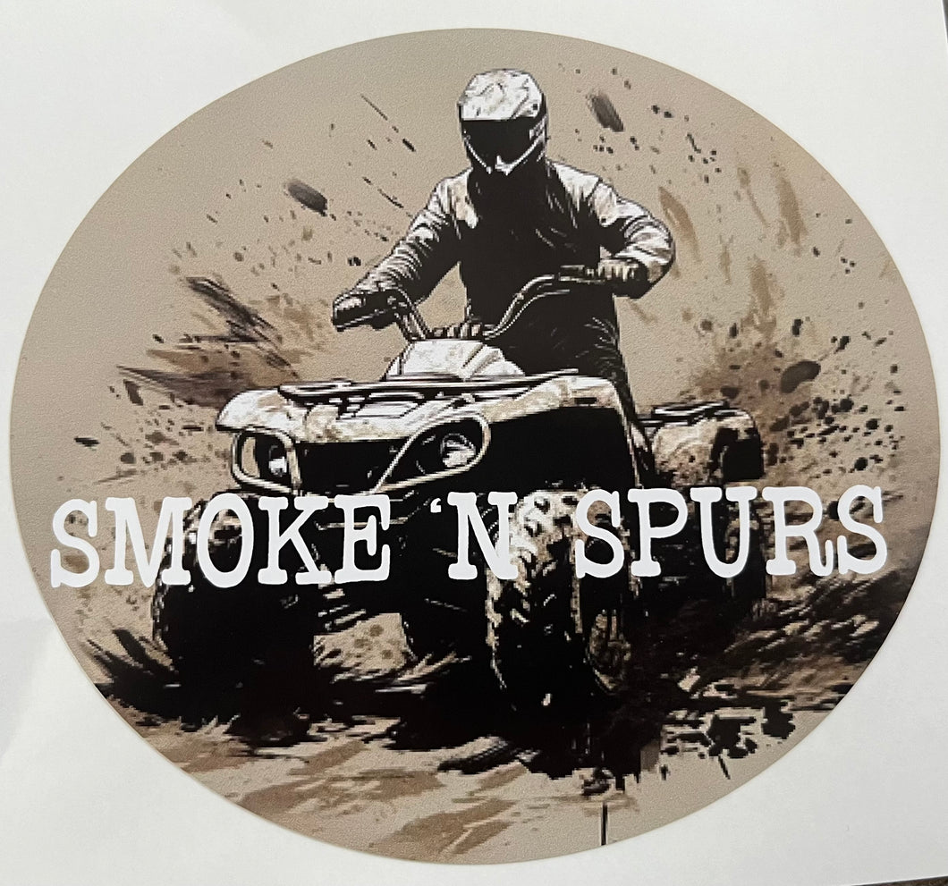 Square Smoke ‘N’ Spurs Decal Oval